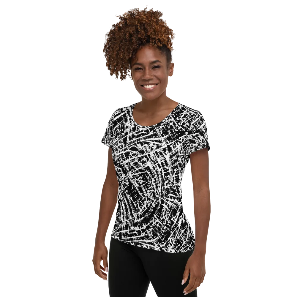 Blackline Riot on Women's Athletic T-Shirt — Left