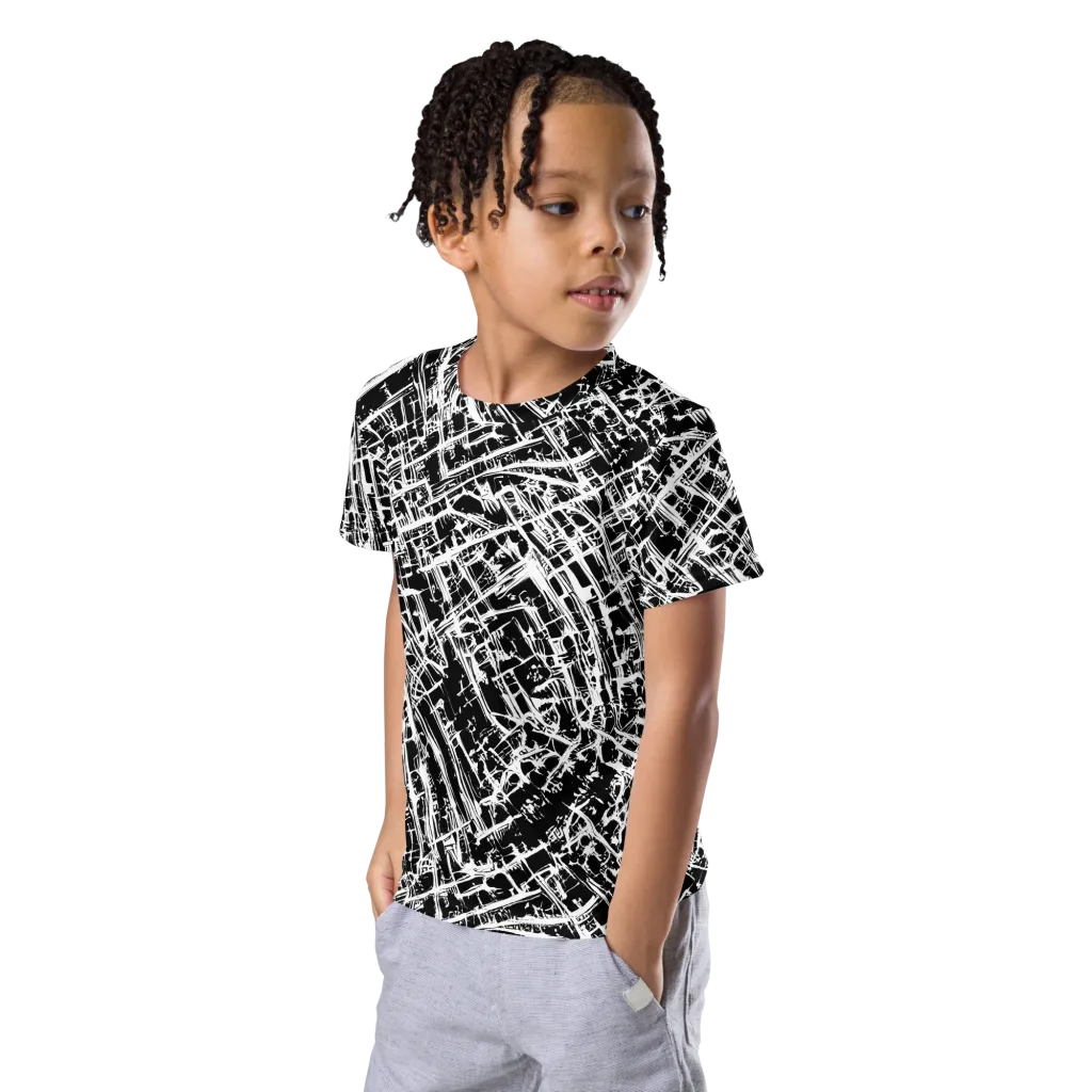 Blackline Riot on Kids Crew Neck T-Shirt — Left Front