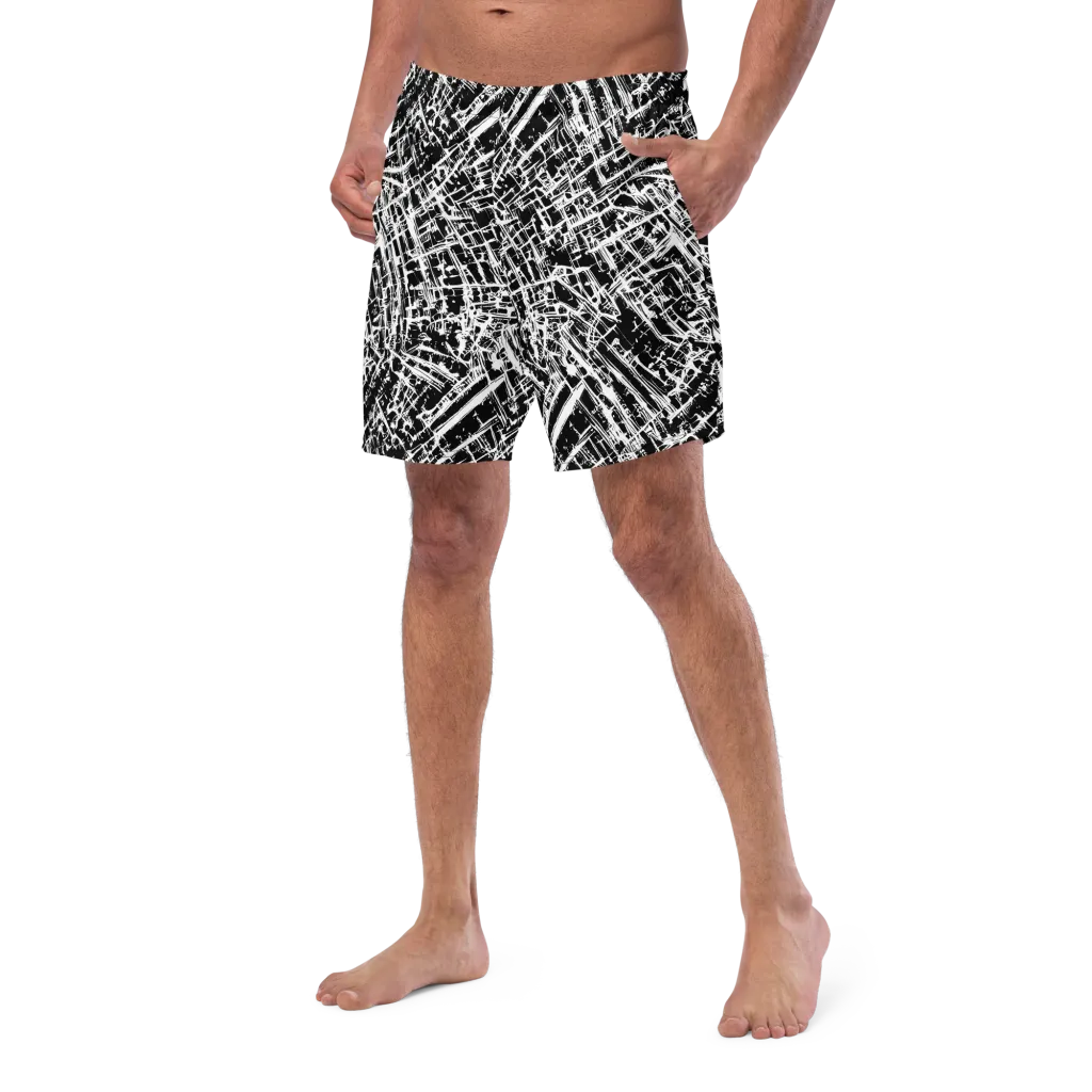 Blackline Riot on Swim Trunks — Left Front
