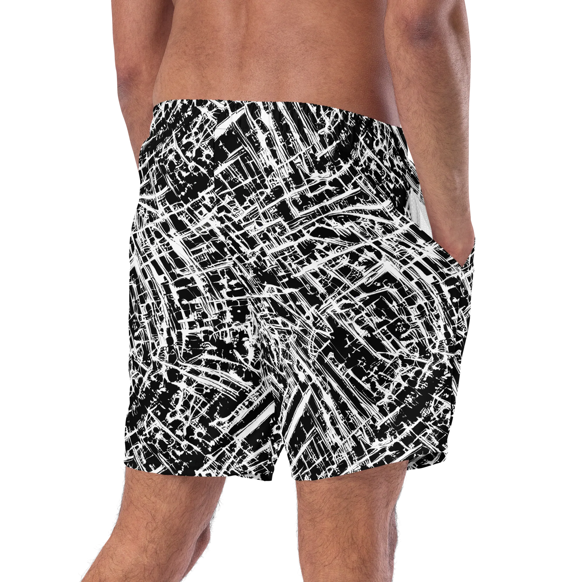 Blackline Riot on Swim Trunks — Right Back