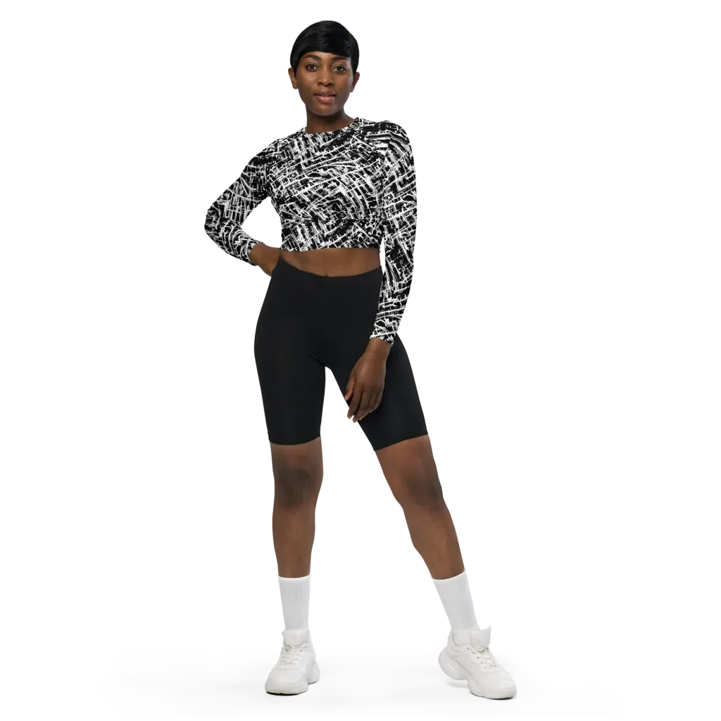 Blackline Riot on Long Sleeve Crop Top — Front