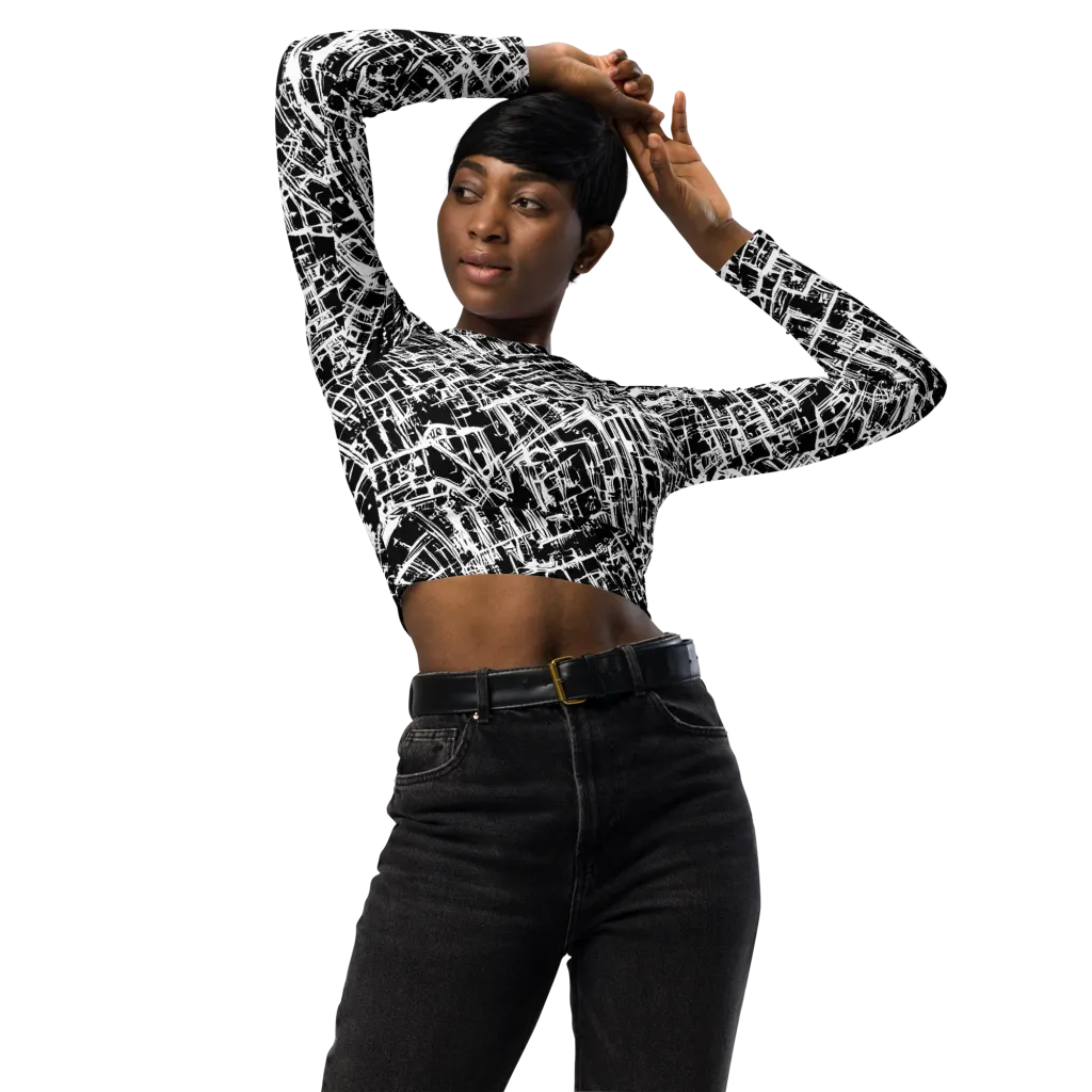 Blackline Riot on Long Sleeve Crop Top — Front