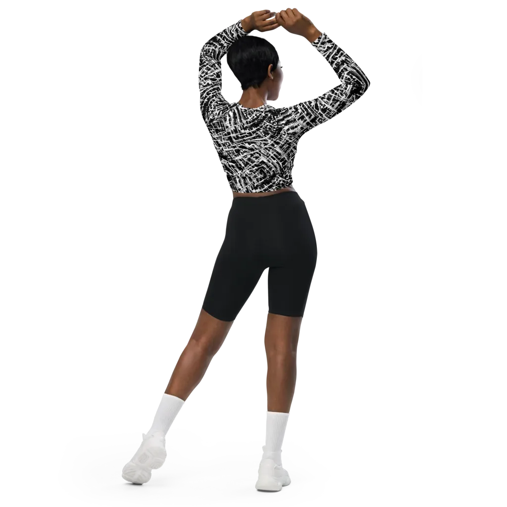 Blackline Riot on Long Sleeve Crop Top — Back