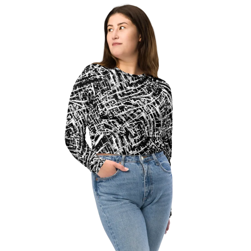 Blackline Riot on Long Sleeve Crop Top — Front