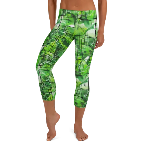 Lime Geometry on a Capri Leggings