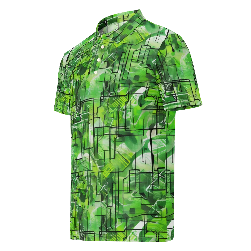 Lime Geometry on Men's Slim Fit Polo Shirt — Left Front