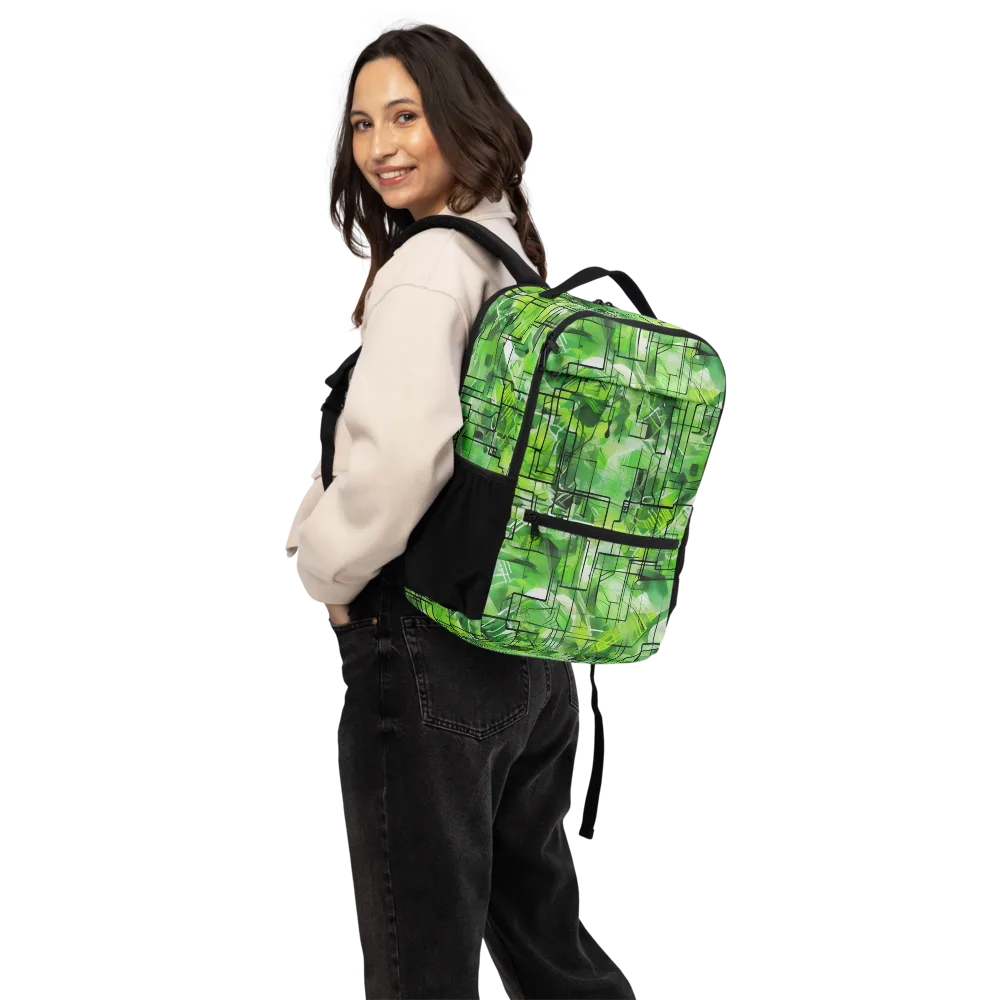 Lime Geometry on Utility Backpack — Back