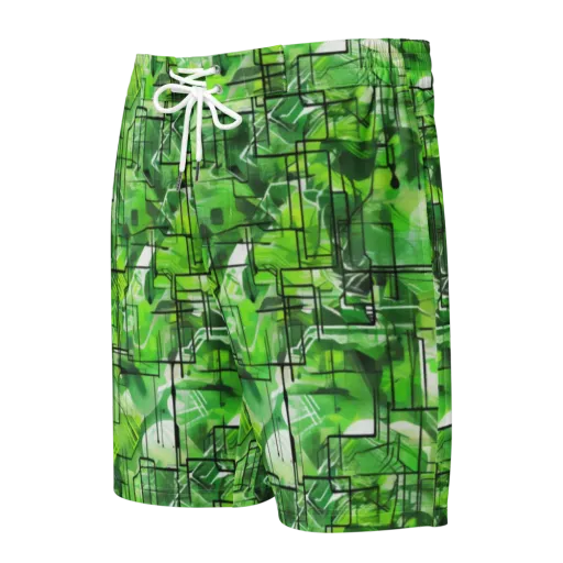 Lime Geometry on a Men's Board Shorts