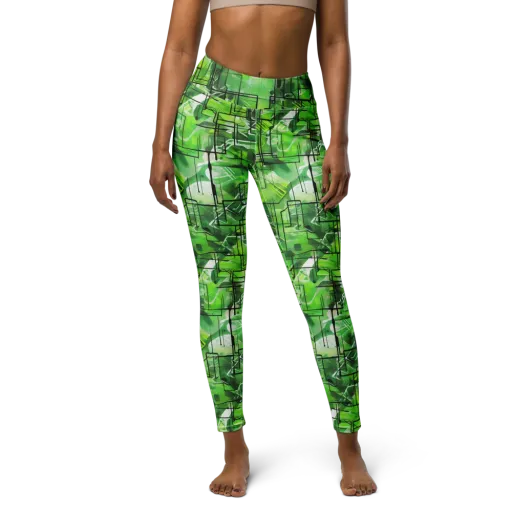 Lime Geometry on a Yoga Leggings