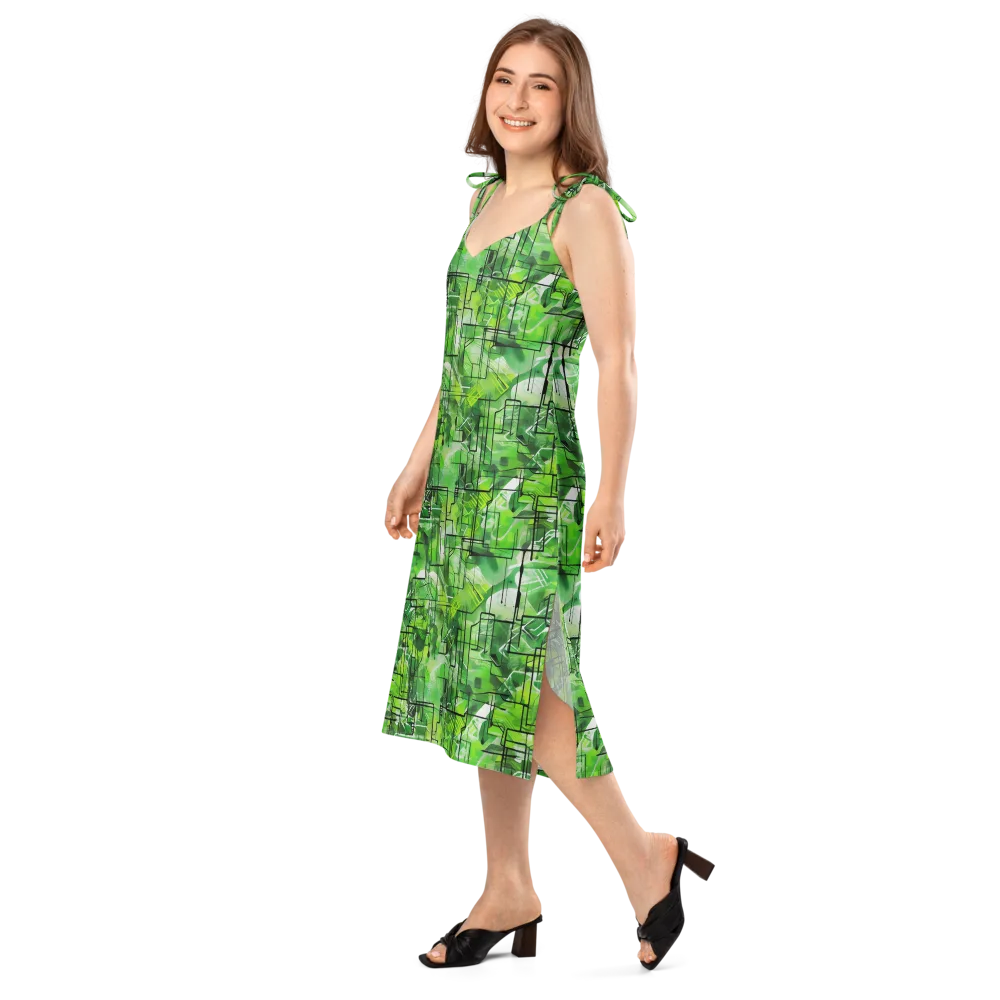 Lime Geometry on Slip Dress — Left Front