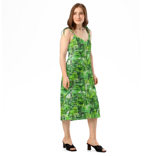 Lime Geometry on a Slip Dress
