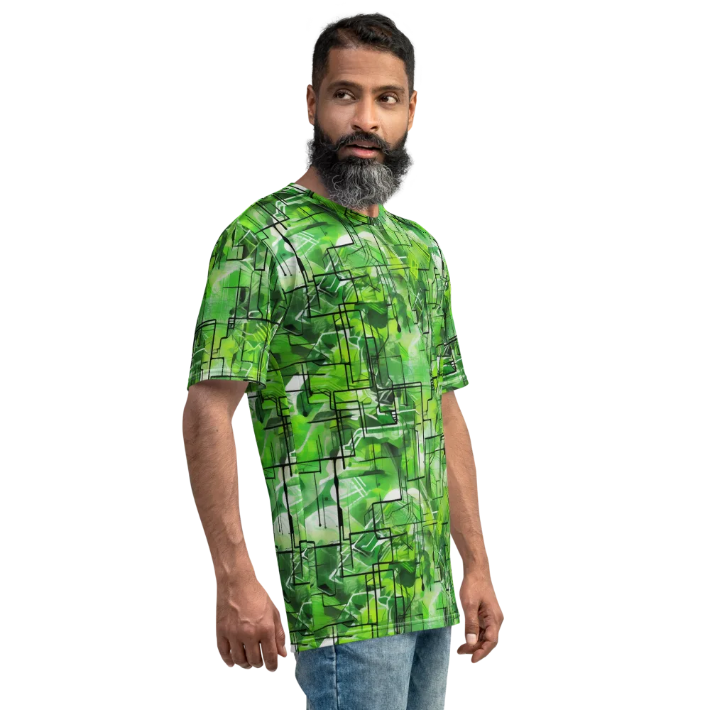 Lime Geometry on Men's Crew Neck T-Shirt — Right