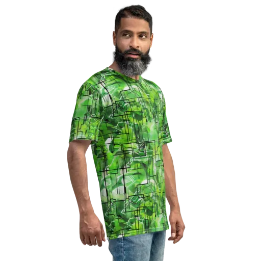 Lime Geometry on a Men's Crew Neck T-Shirt