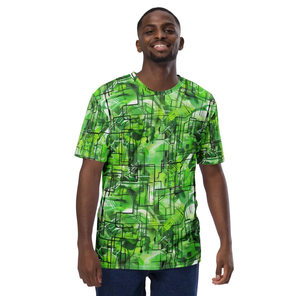 Lime Geometry on Men's Crew Neck T-Shirt — Front