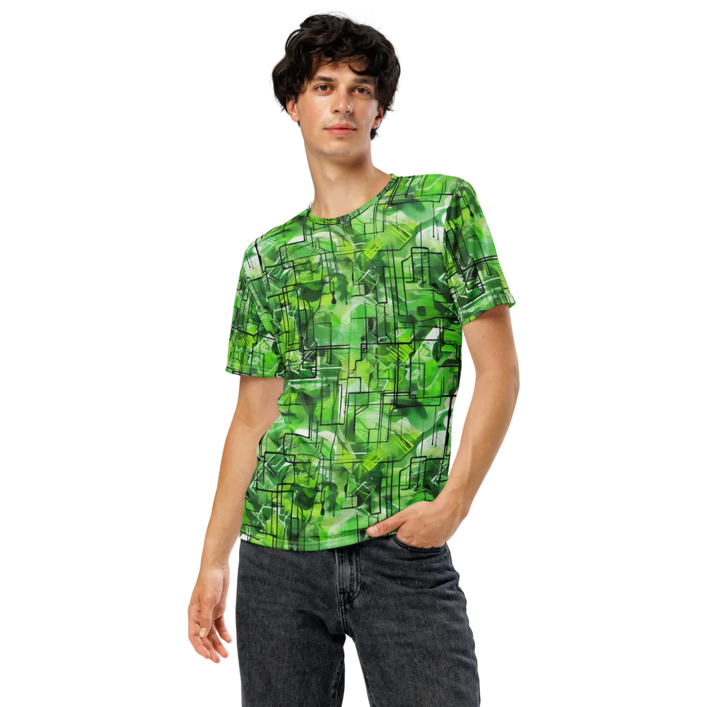 Lime Geometry on Men's Crew Neck T-Shirt — Front