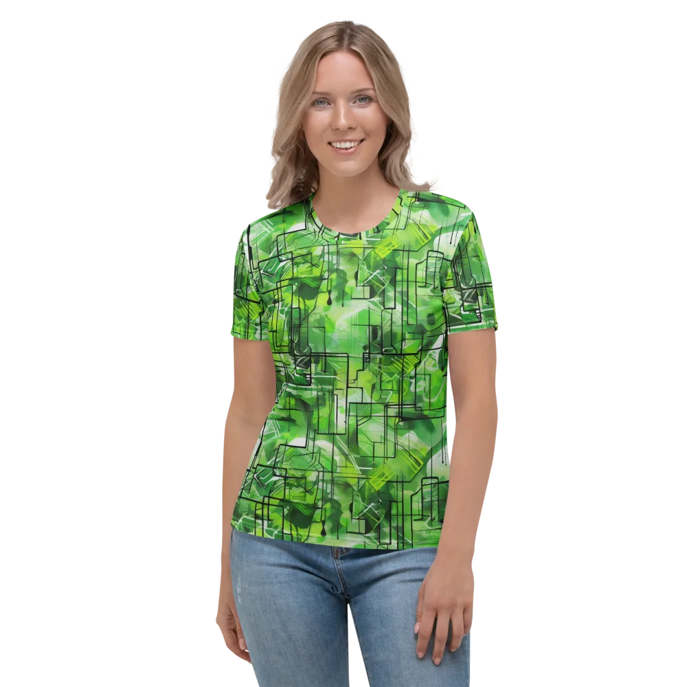 Lime Geometry on Women's Crew Neck T-Shirt — Front