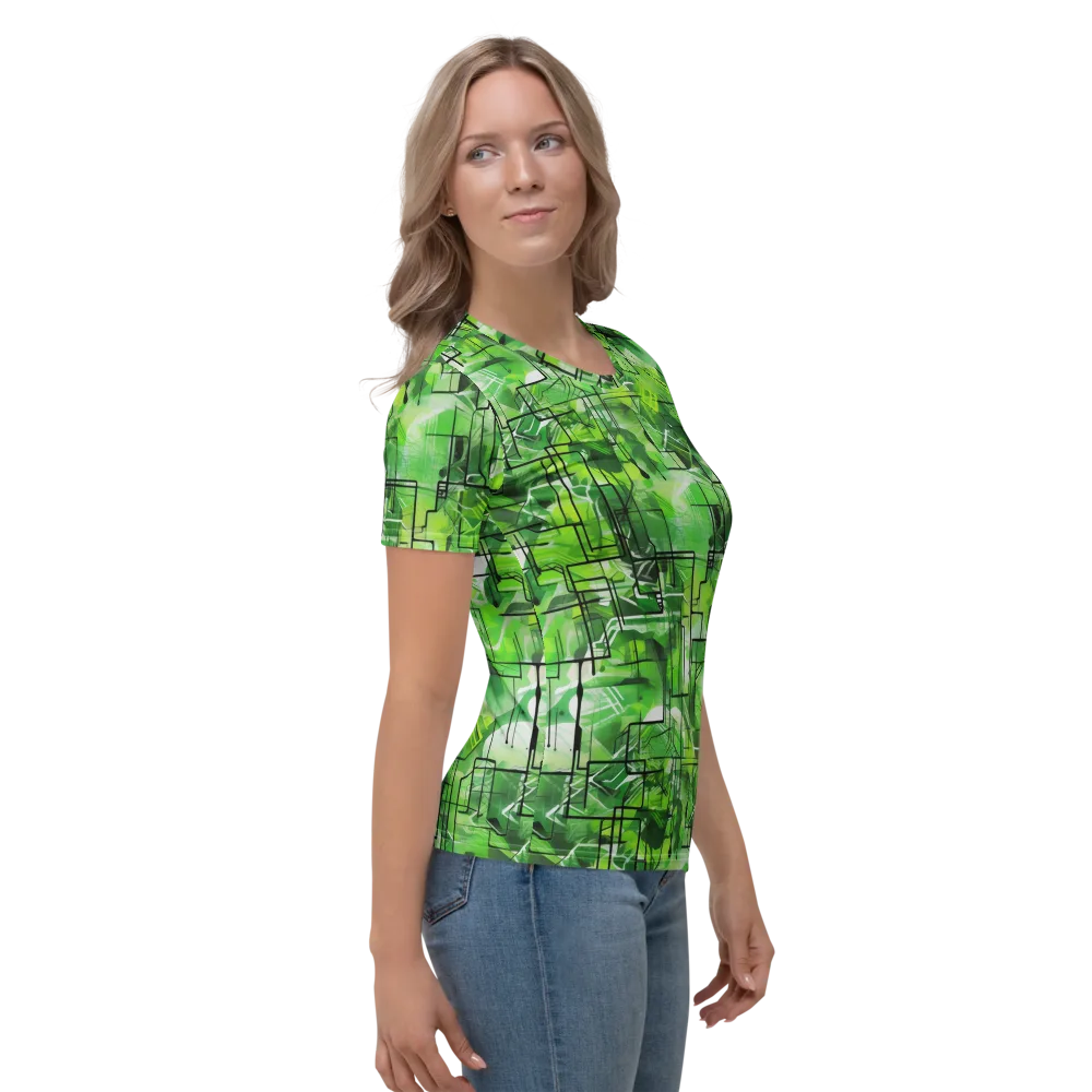 Lime Geometry on Women's Crew Neck T-Shirt — Right