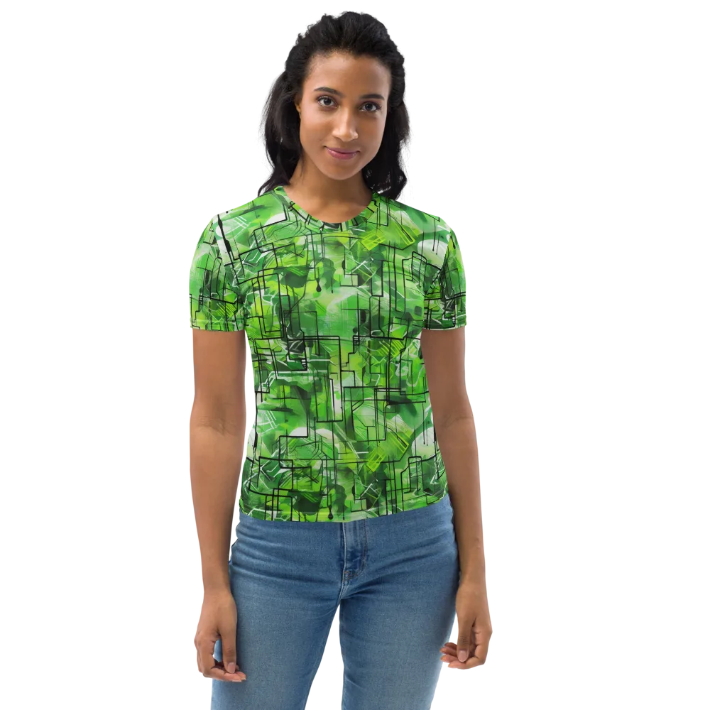 Lime Geometry on Women's Crew Neck T-Shirt — Front