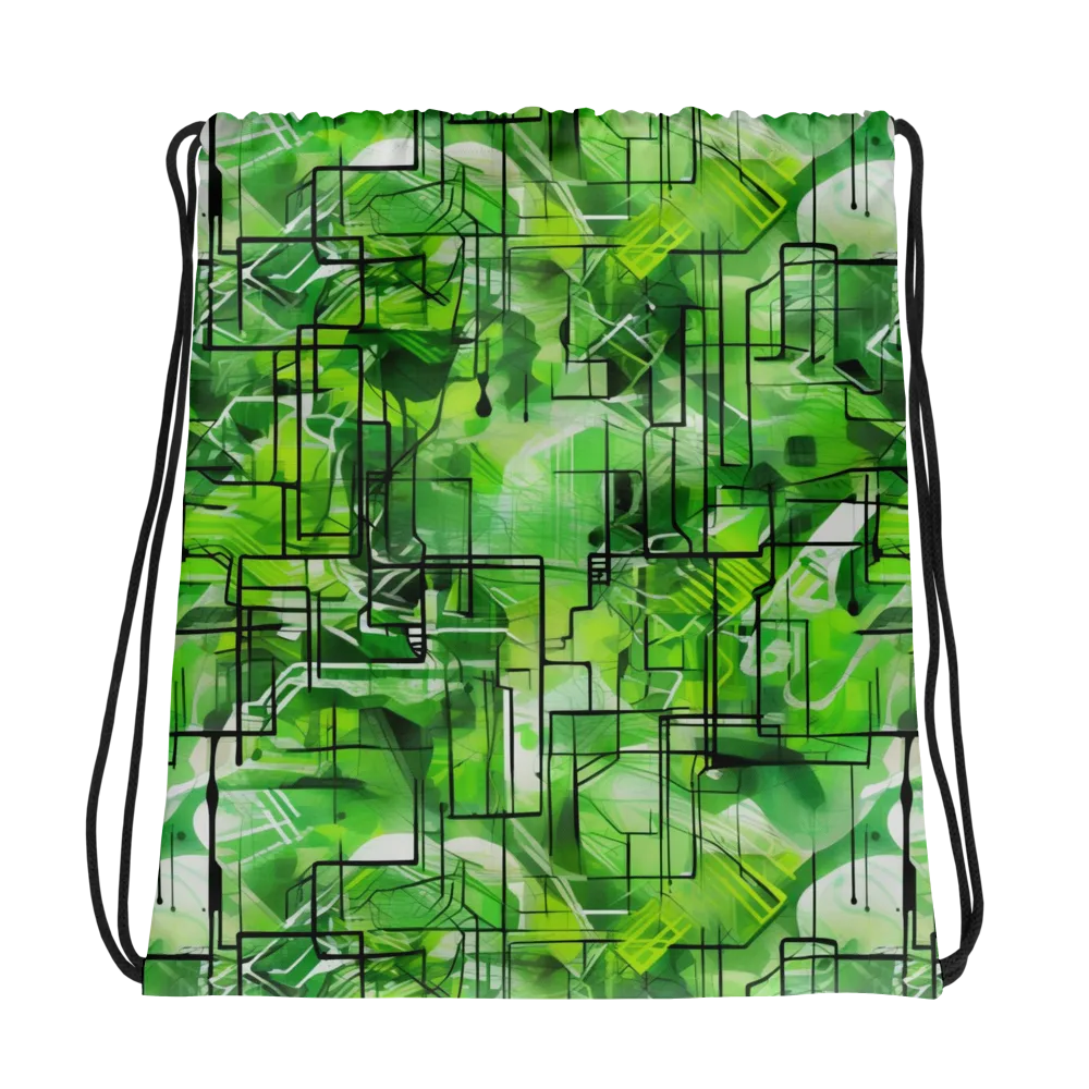 Lime Geometry on Drawstring Bag — Photo