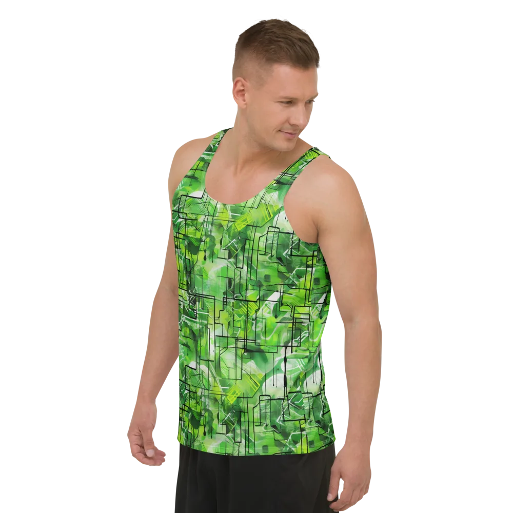 Lime Geometry on Men's Tank Top — Left Front