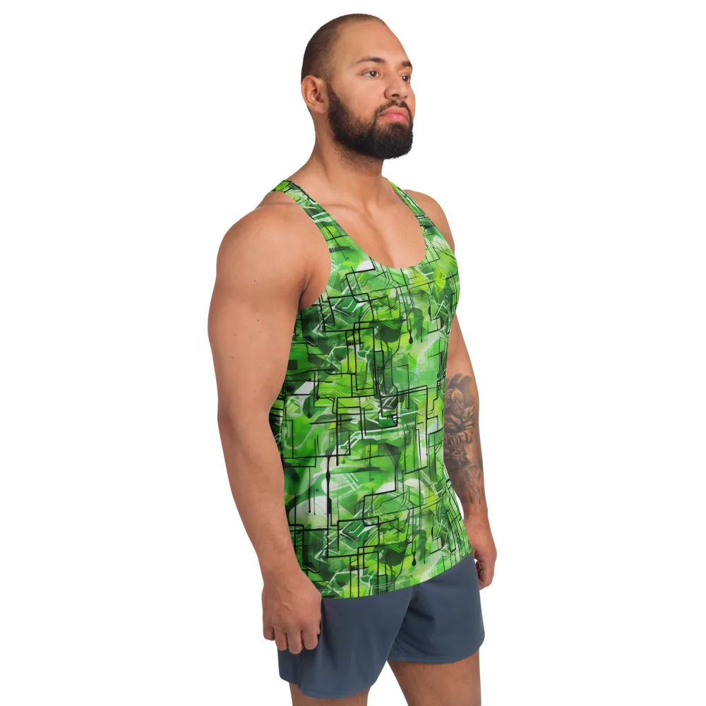 Lime Geometry on Men's Tank Top — Right Front