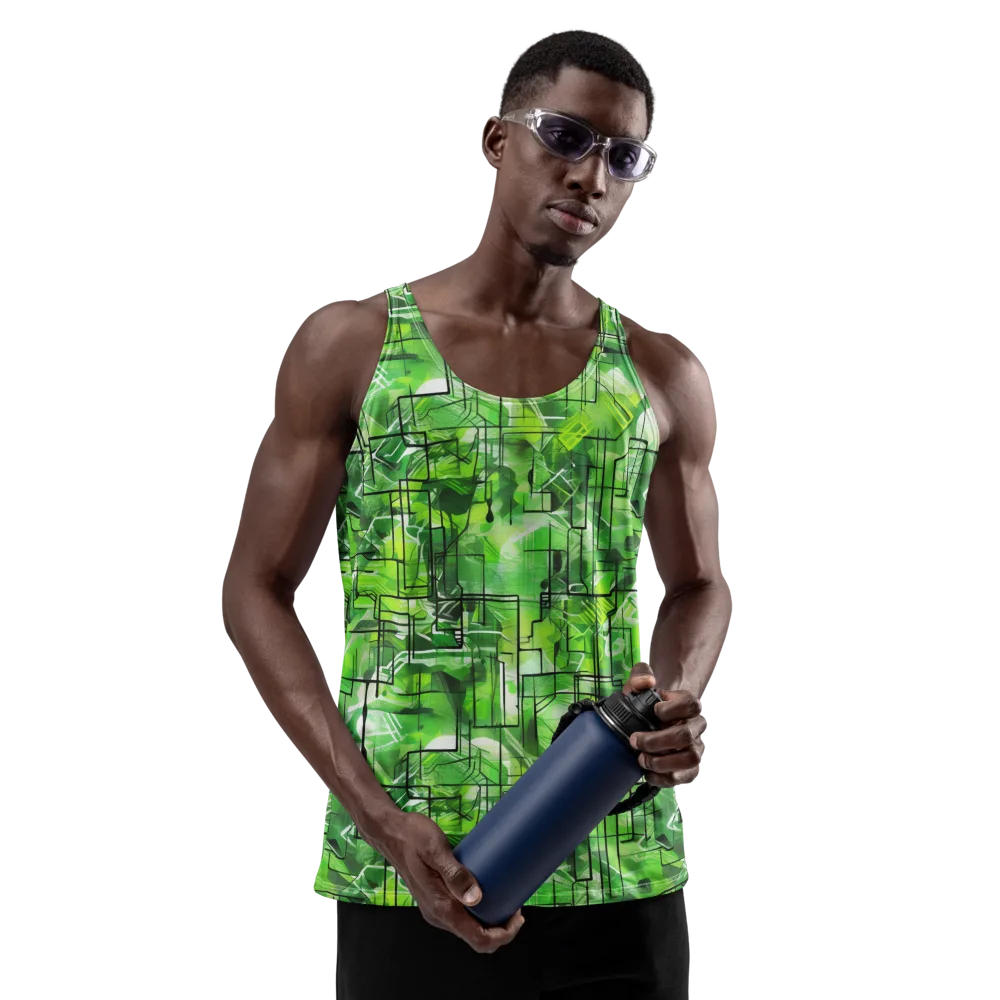 Lime Geometry on Men's Tank Top — Front