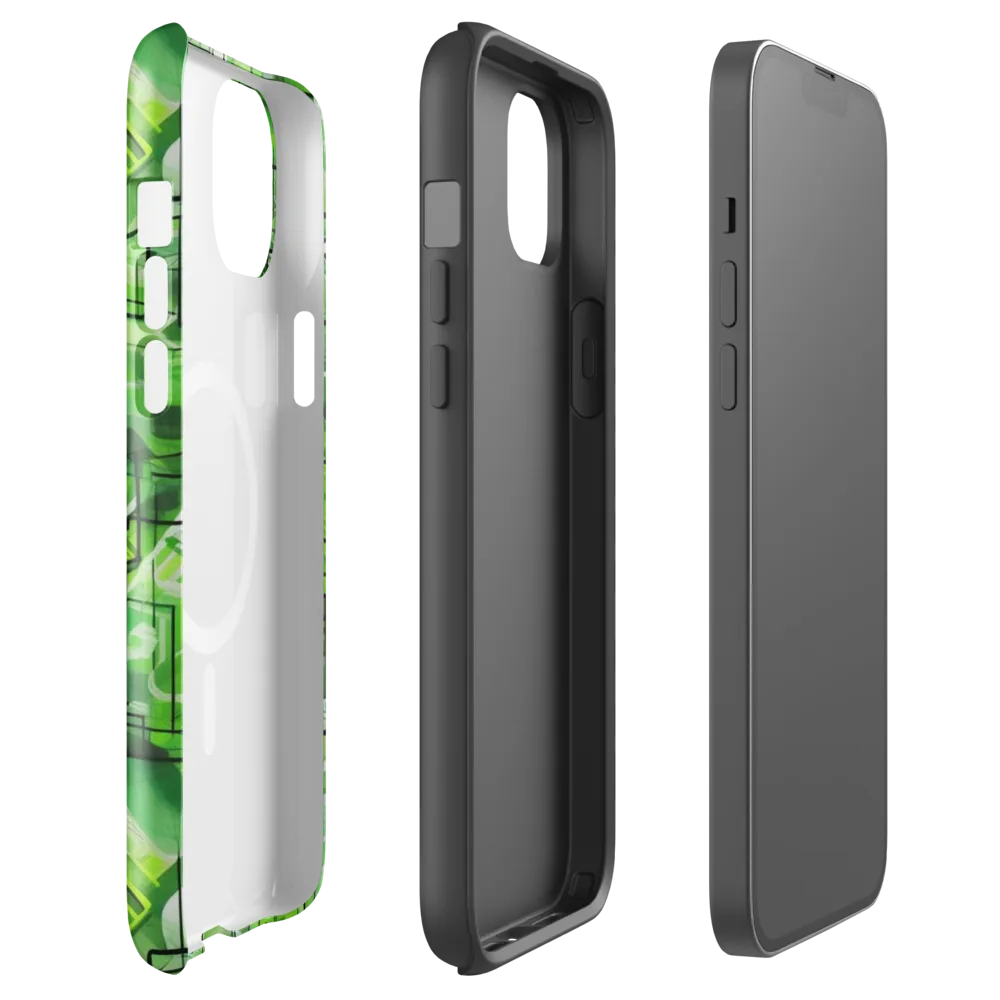 Lime Geometry on MagSafe Tough Case for iPhone® — Front
