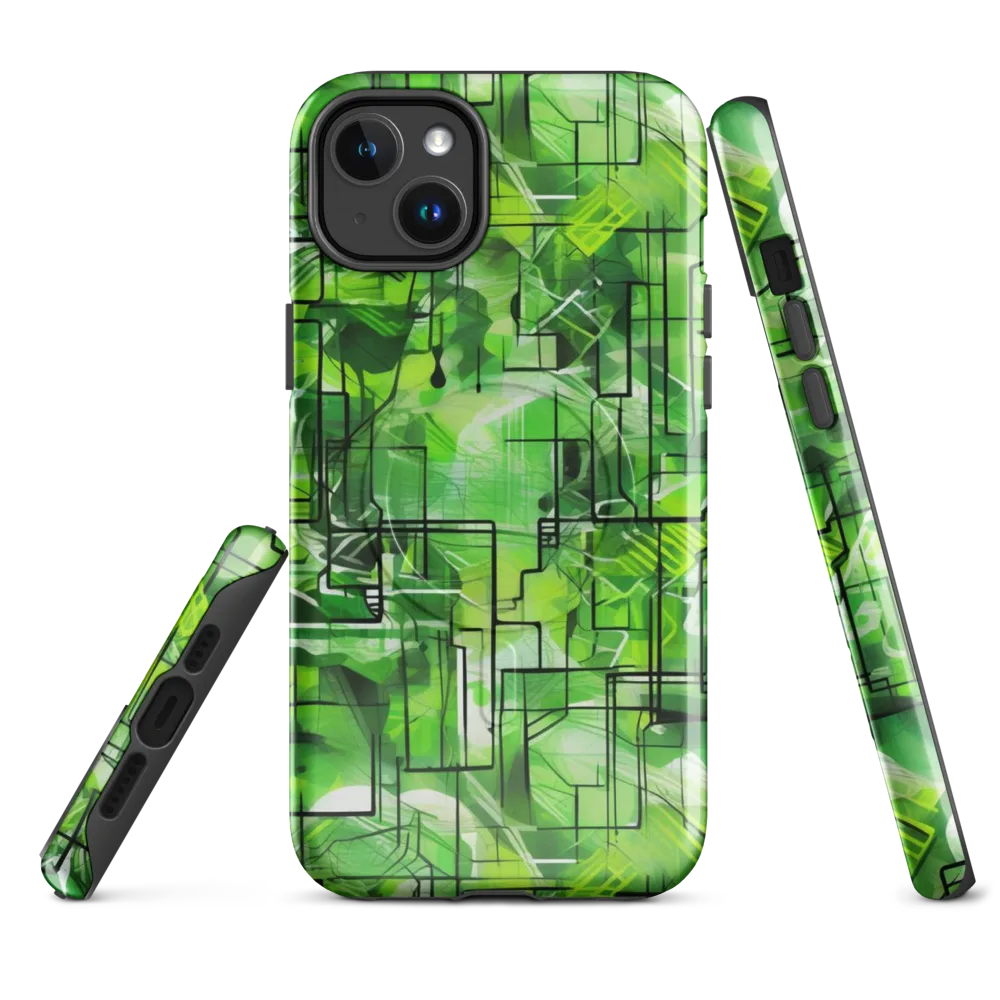 Lime Geometry on MagSafe Tough Case for iPhone® — Front