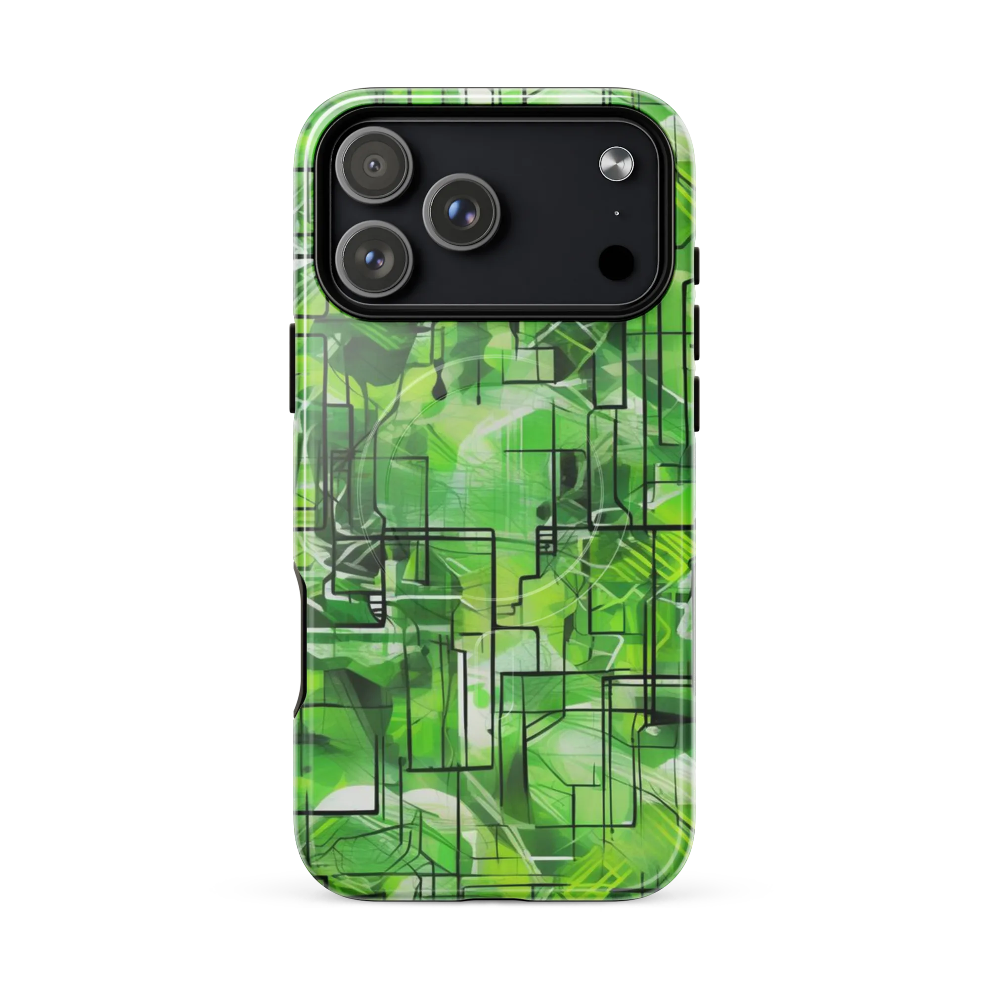 Lime Geometry on MagSafe Tough Case for iPhone® — Front