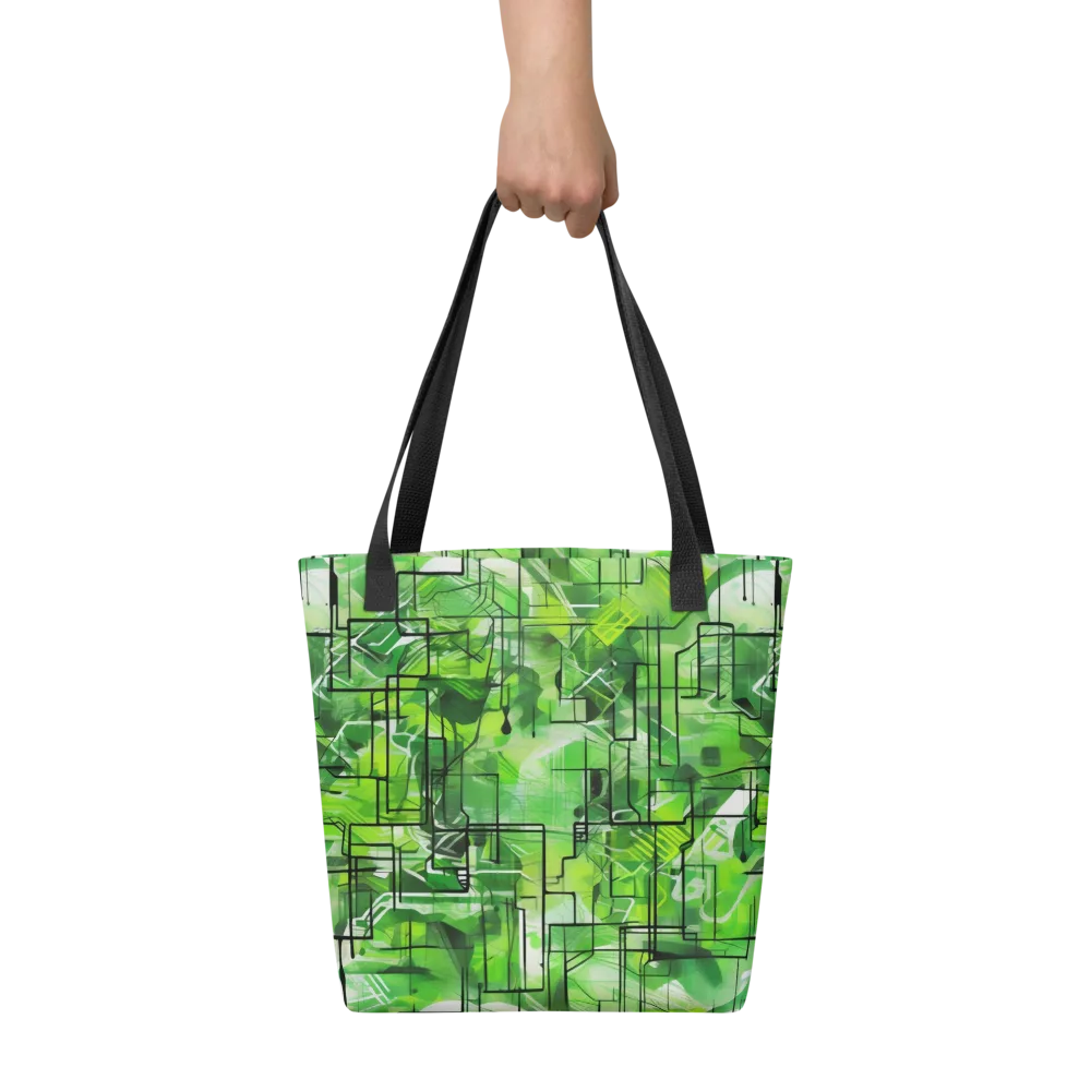 Lime Geometry on Tote Bag — Front