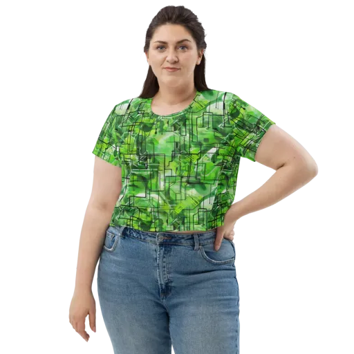 Lime Geometry on a Crop Tee