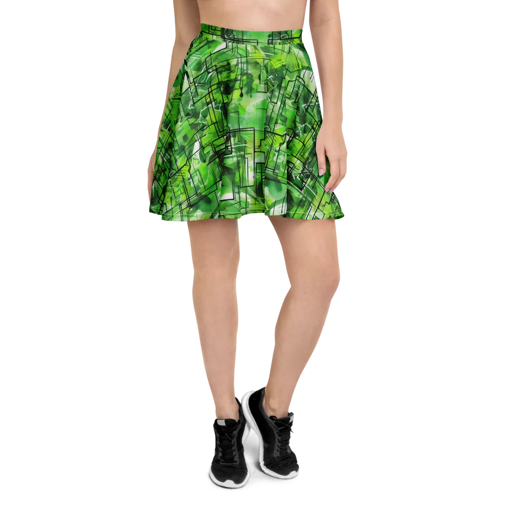 Lime Geometry on Skater Skirt — Front
