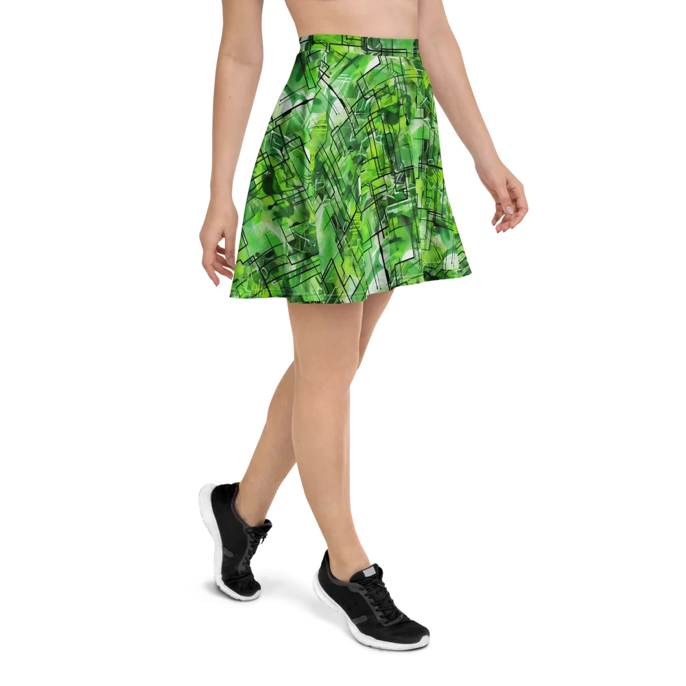Lime Geometry on Skater Skirt — Right