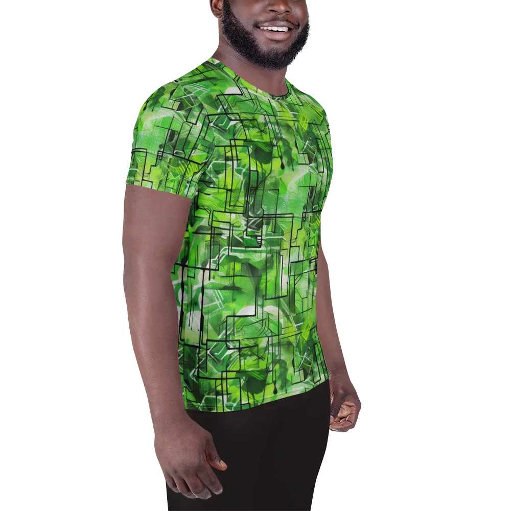 Lime Geometry on Men's Athletic T-Shirt — Right