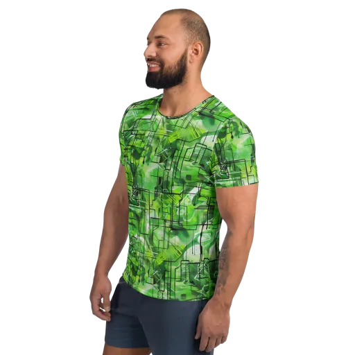 Lime Geometry on a Men's Athletic T-Shirt