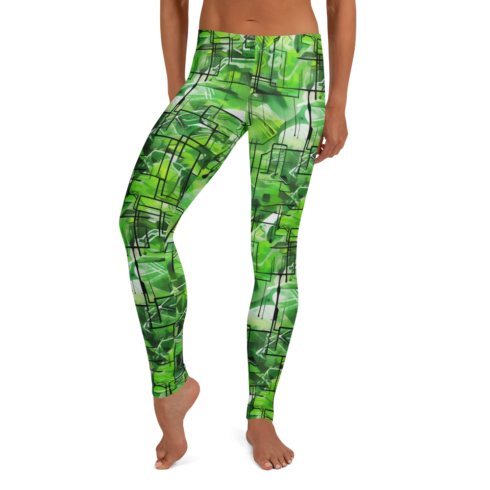 Lime Geometry on Leggings — Front
