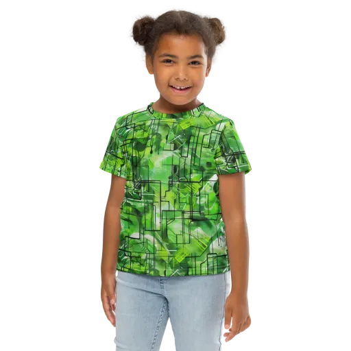 Lime Geometry on a Kids Crew Neck T-Shirt