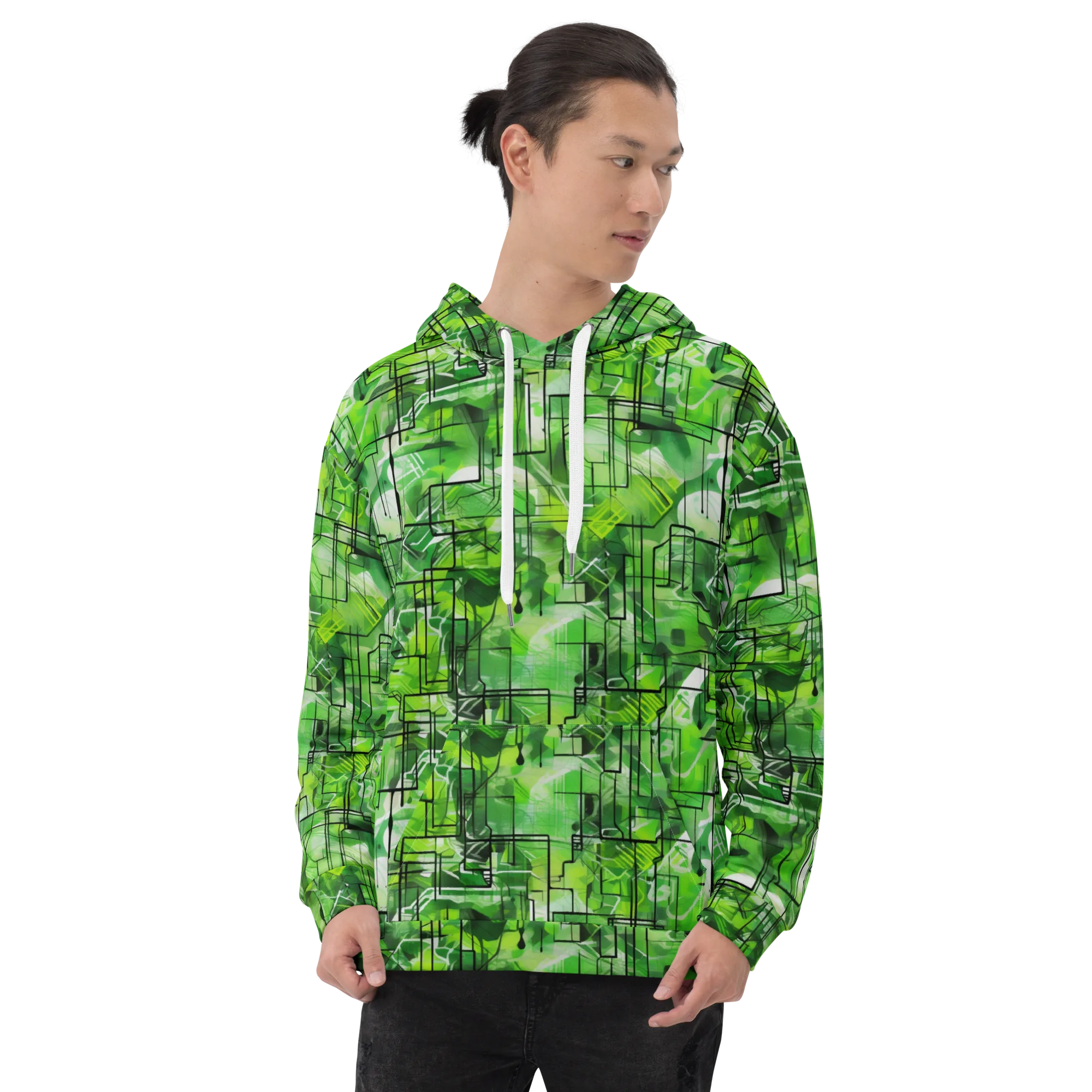 Lime Geometry on Hoodie — Front