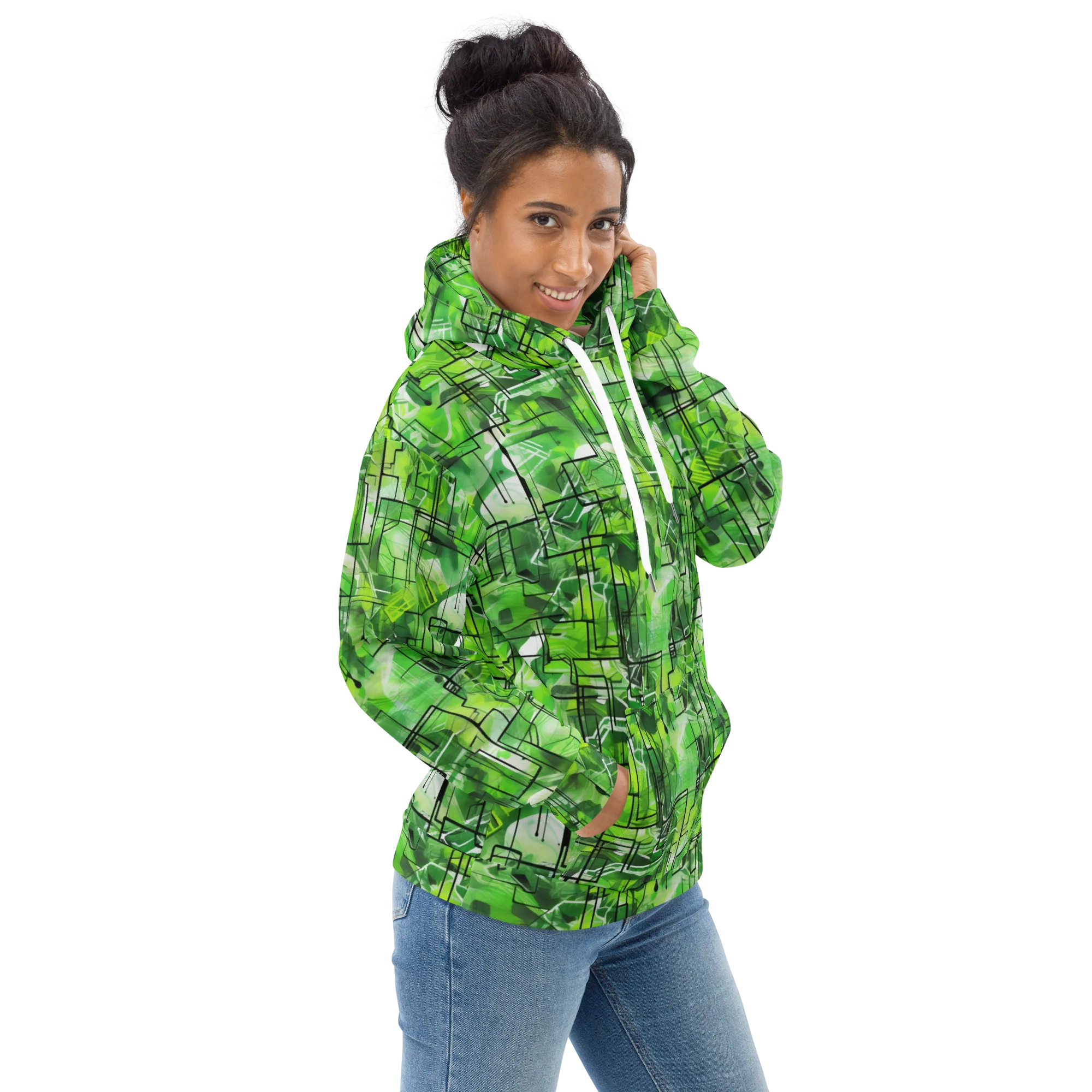 Lime Geometry on Hoodie — Right