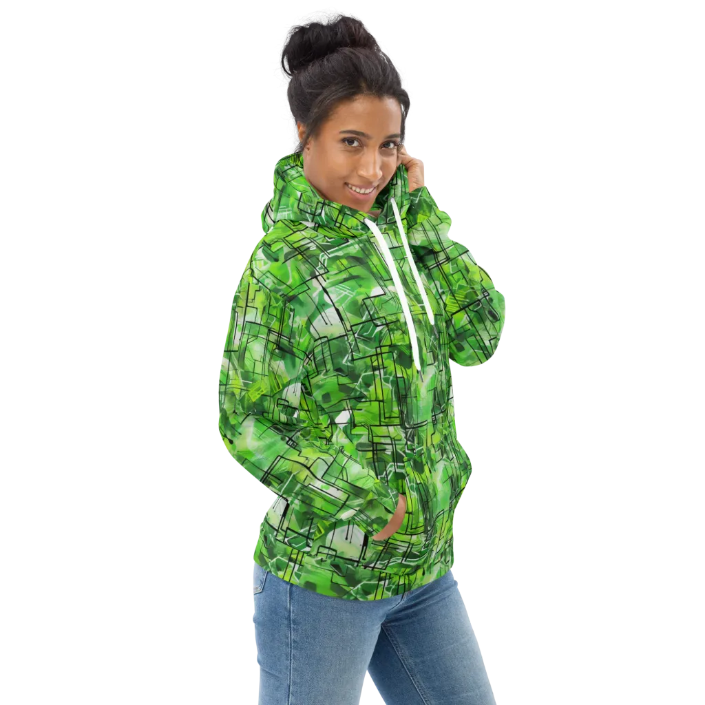 Lime Geometry on Hoodie — Right