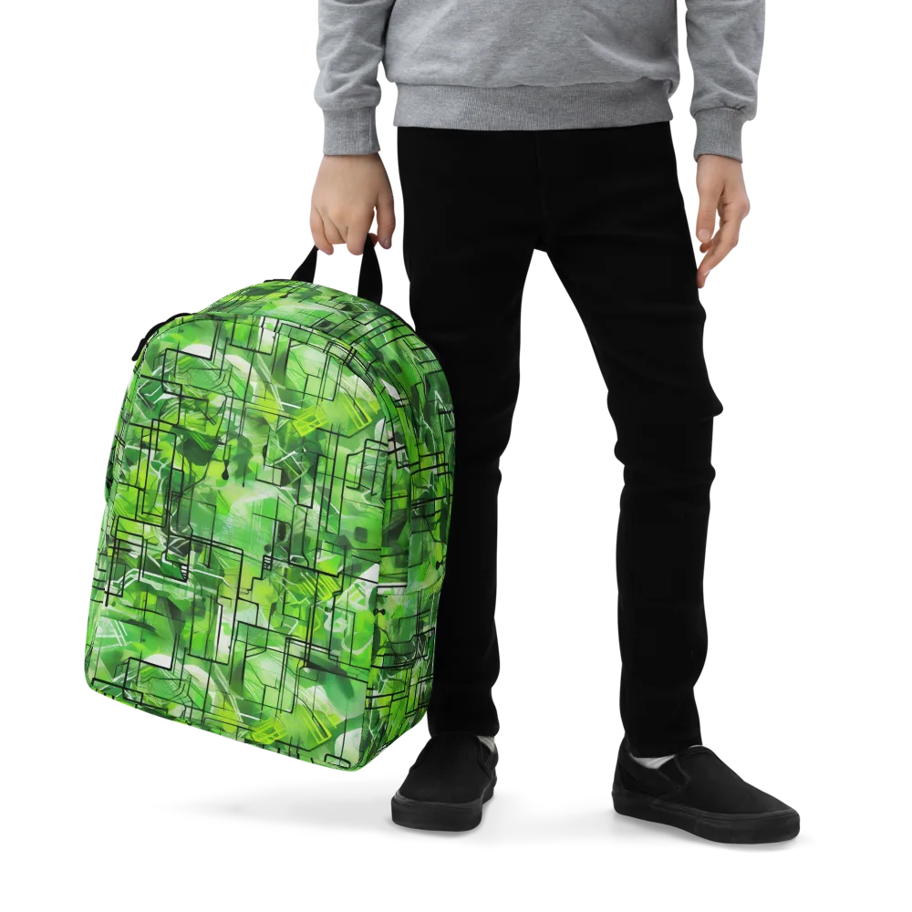 Lime Geometry on Minimalist Backpack — Zoomed-in