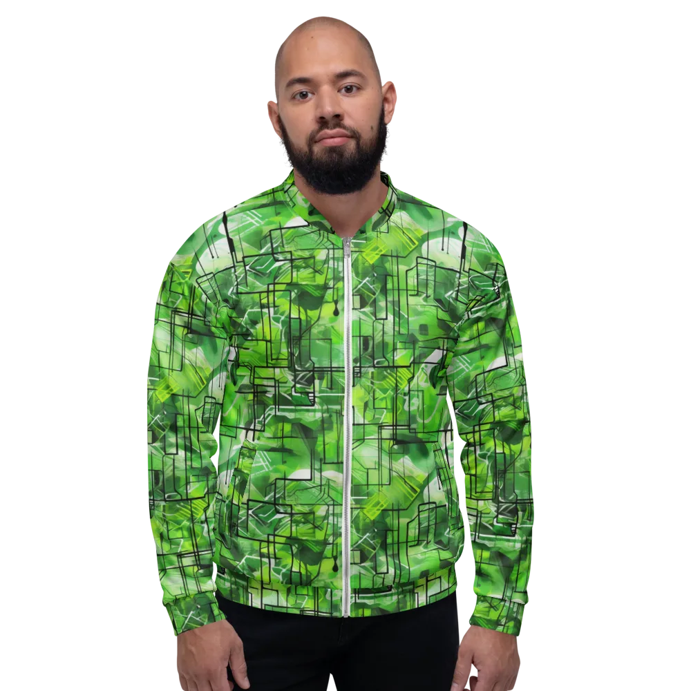 Lime Geometry on Bomber Jacket — Front