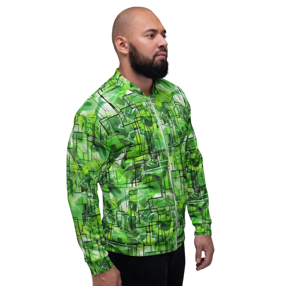Lime Geometry on Bomber Jacket — Right