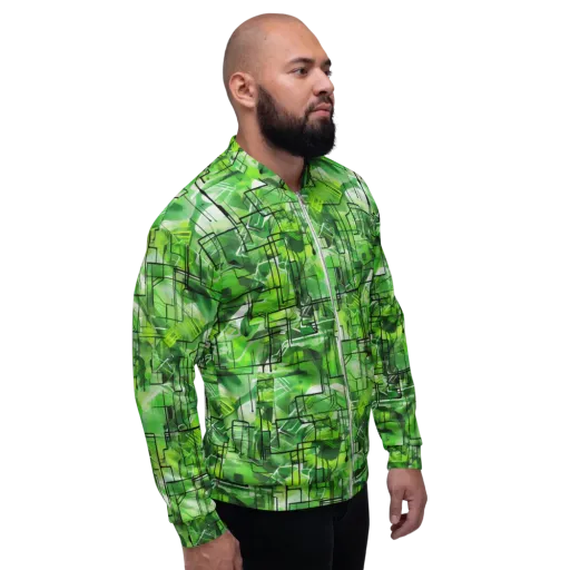 Lime Geometry on a Bomber Jacket