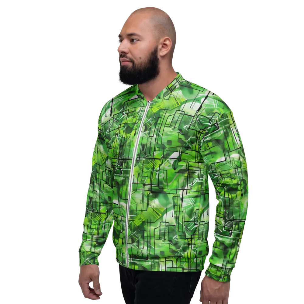 Lime Geometry on Bomber Jacket — Left