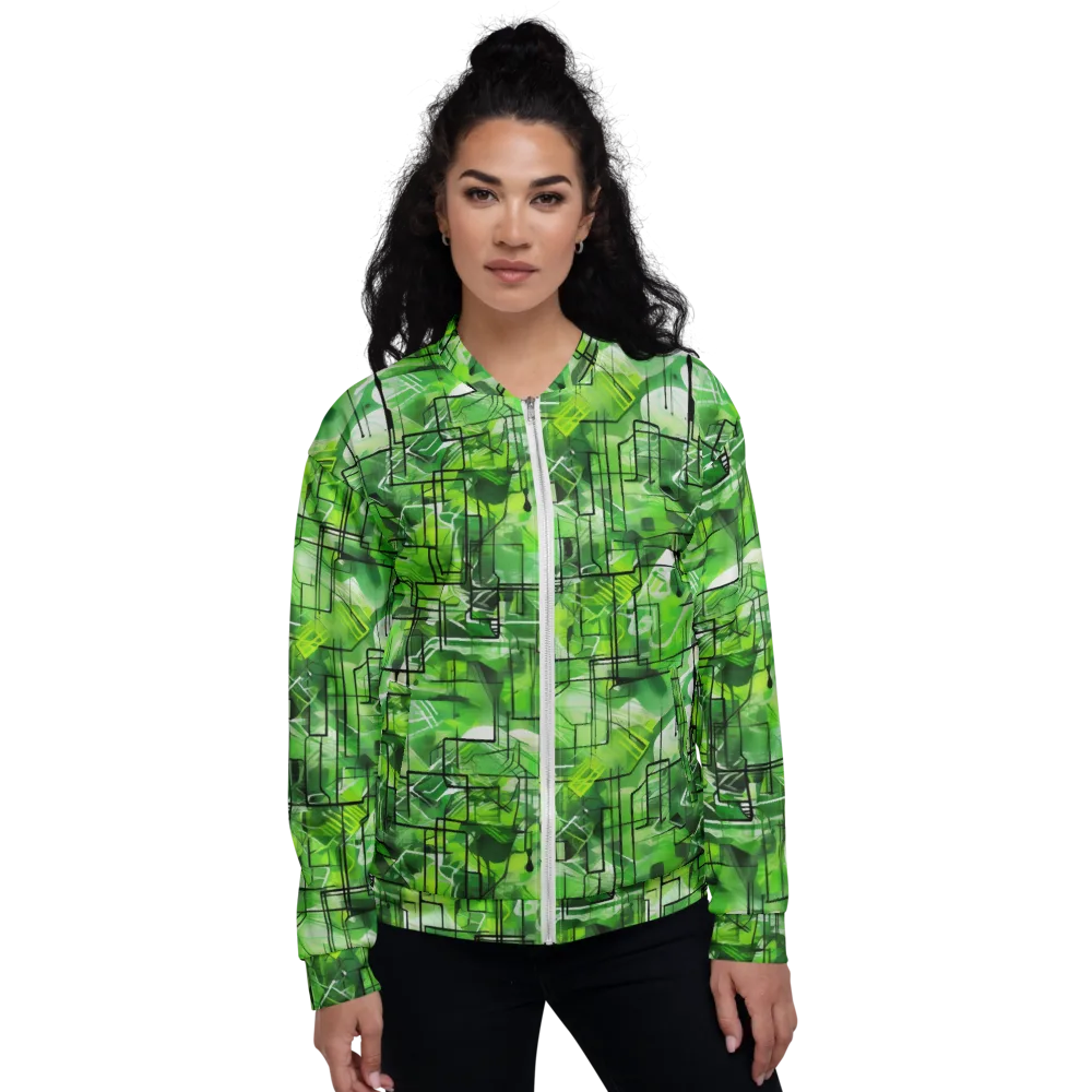 Lime Geometry on Bomber Jacket — Front