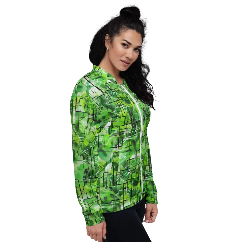 Lime Geometry on Bomber Jacket — Right