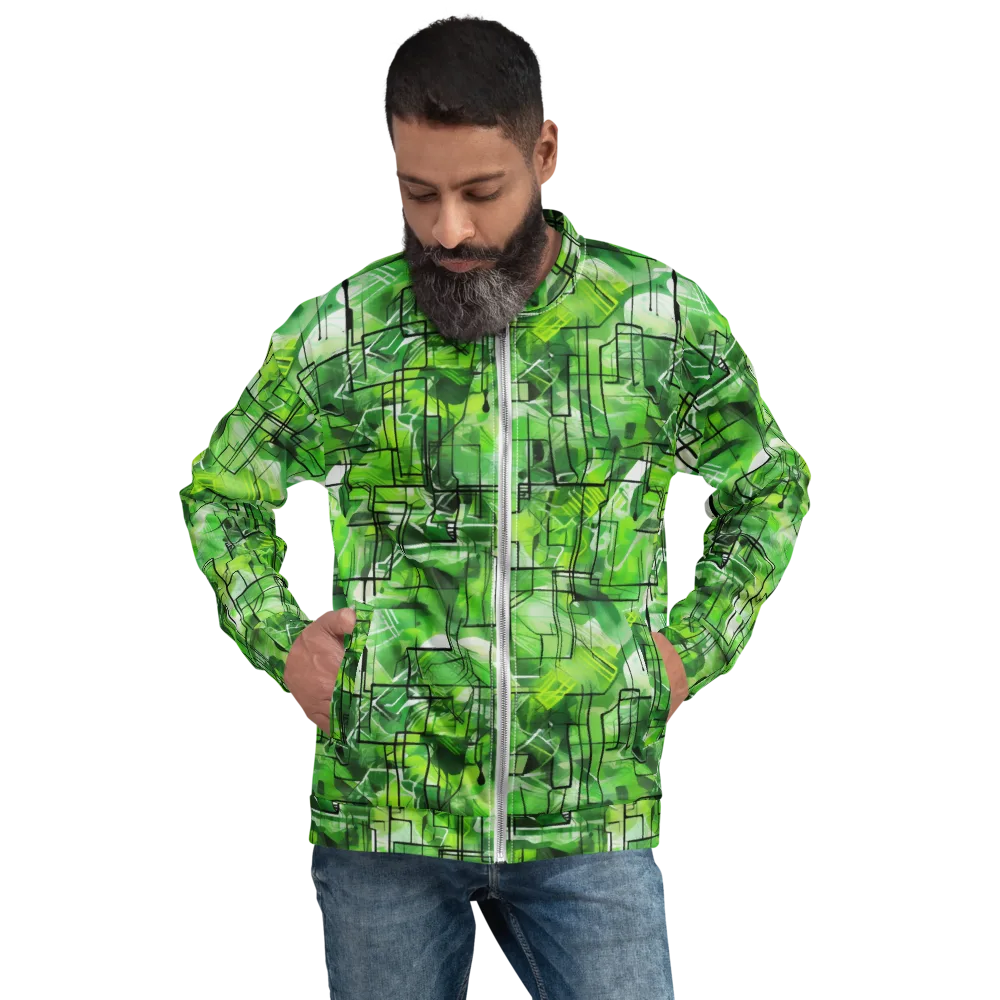 Lime Geometry on Bomber Jacket — Front