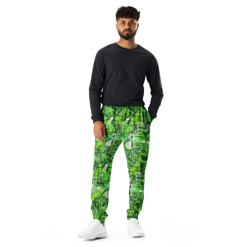 Lime Geometry on Men's Joggers — Front