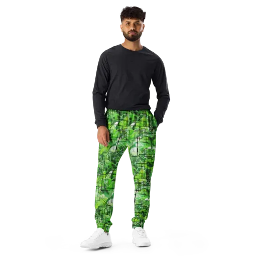 Lime Geometry on a Men's Joggers